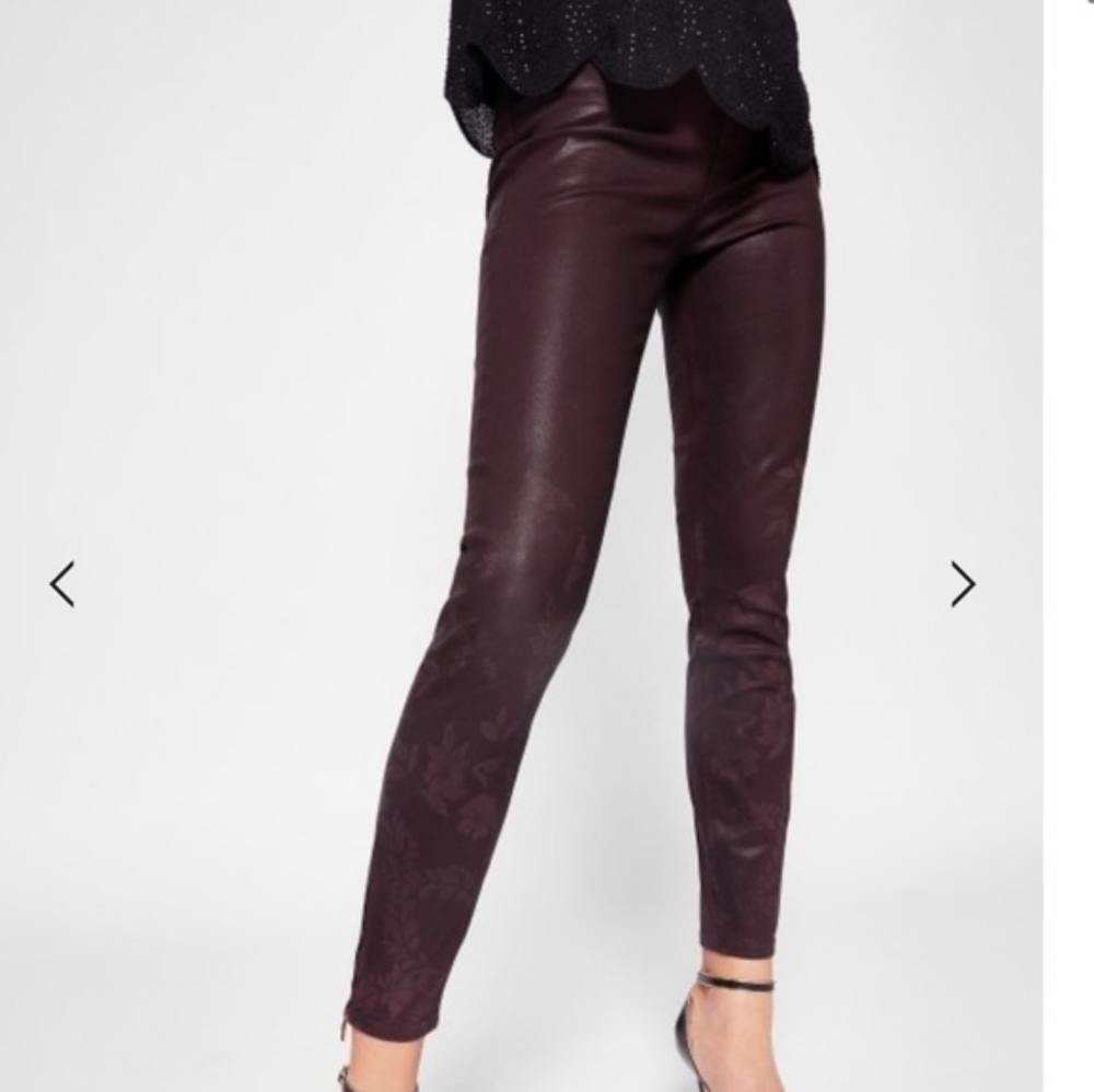 AYMMEE Wax Burgundy Skinny Jeans Kyoto Gardens Print size 30
